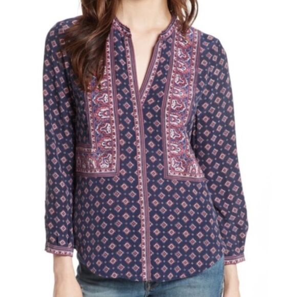 Joie Asia Silk Blouse in Dark Navy Button Down Top XS - Picture 1 of 5